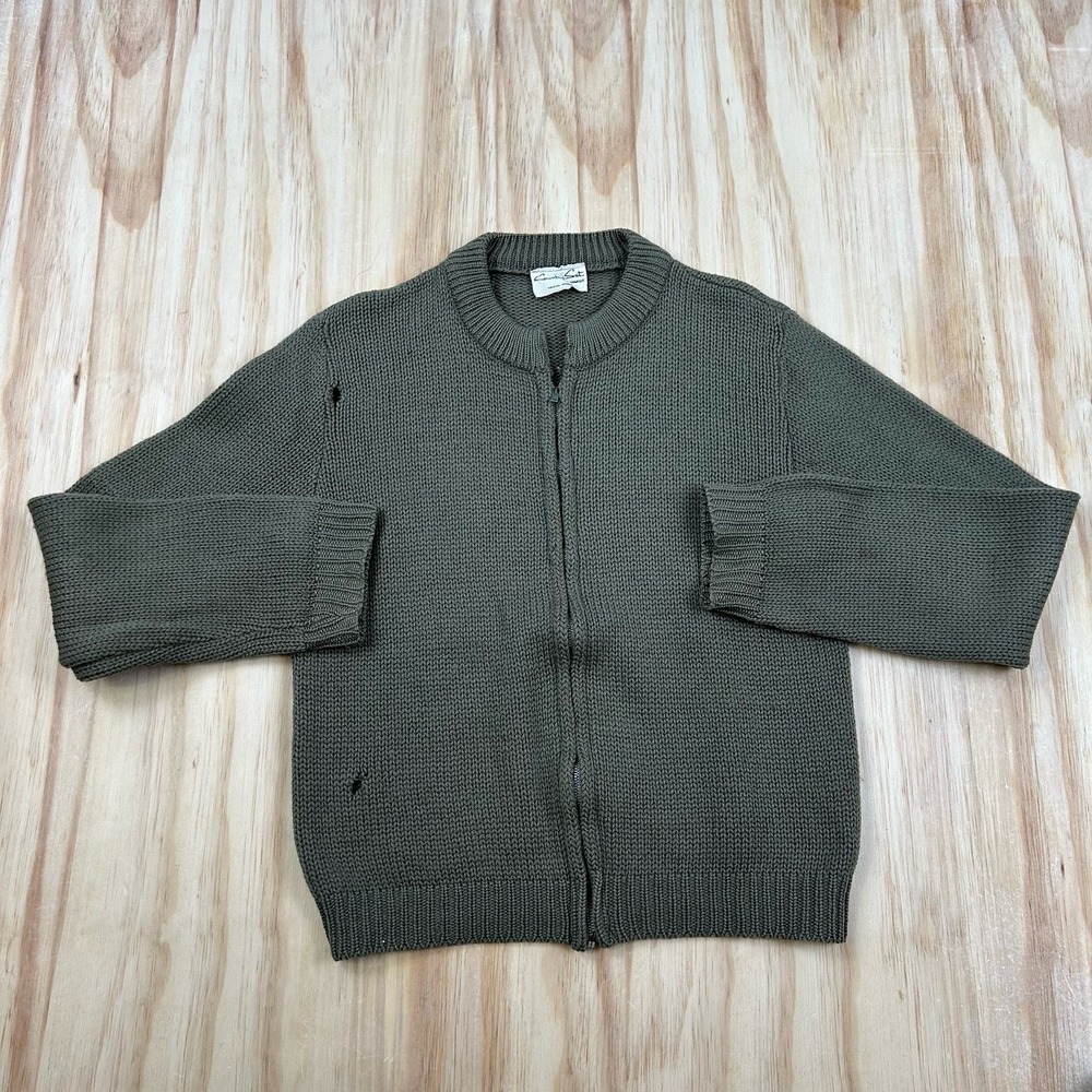 Vintage Country Set by Margit Women's Green 100% Wool Full Zip 1950s Sweater